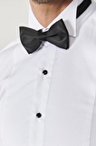 Erkek Beyaz Beyaz Damatlık Ata Yaka Tailored Slim Fit Dar Kesim Gömlek