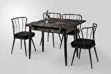 Yanlardan Açılır Büyüyen Yemek Masası Siyah Mermer Desenli 75x80cm SADECE MASA FİYATIDIR