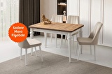 Yandan Açılır Büyüyen Yemek Masası Meşe-Beyaz 80x120cm SADECE MASA FİYATIDIR