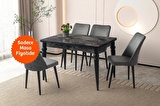 Yandan Açılır Büyüyen Yemek Masası Siyah Mermer Desenli 80x120cm SADECE MASA FİYATIDIR