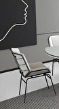 YNCA Metal Ayaklı Kumaş Salon Balkon ve Mutfak Sandalyesi 4 ADET Krem