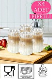 4lü Pipetli Kleemeiero Sunum Bardağı Meşrubat Kahve Soğuk İçecek Hediyelik Bardak 500ml