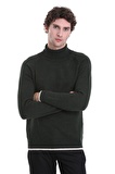 Haki Regular Fit Düz Balıkçı Yaka Triko Kazak | XL