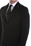 Siyah Slim Fit Düz Mono Yaka Pamuklu Kadife Ceket | 52