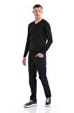 Lacivert Regular Fit Düz V Yaka Yünlü Triko Kazak | 3XL