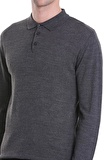 Gri Regular Fit Düz Polo Yaka Triko Kazak | M