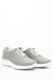 GRİ Gön Hakiki Deri Yuvarlak Burun Dolgu Taban Bağcıklı  Kadın Sneaker 42215