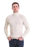 Bej Slim Fit Fitilli Balıkçı Yaka Yünlü Triko Kazak | XL