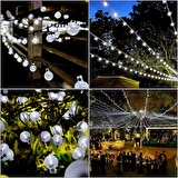 PROFOSYONEL KRİSTAL BEYAZ TOP LED IŞIK SU GEÇİRMEZ DIŞ MEKAN IŞIĞI 5METRE BEYAZ YILBAŞI AĞACI IŞIĞI