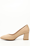 NUDE Gön Hakiki Deri Sivri Burun Orta Kalın Topuklu Kadın Ayakkabı 24170