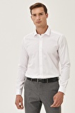 Erkek Beyaz Ütülemesi Kolay Slim Fit Dar Kesim Klasik Yaka Pamuklu Gömlek