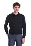 Lacivert Regular Fit Düz Polo Yaka Triko Kazak | M