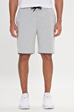 Erkek Acık Grı Melanj Standart Fit Günlük Rahat Spor Örme Şort