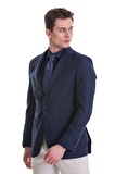 Lacivert Slim Fit Desenli Mono Yaka Klasik Ceket | 50