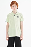 Açık Yeşil Minimal Nakış Detaylı Standart Kalıp Polo Yaka Erkek Çocuk T-Shirt - 11084