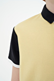 Sarı Renk Bloklu Nakış Detaylı Standart Kalıp Polo Yaka Erkek Çocuk T-Shirt - 11108