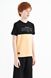Kavun Içi Yazı Baskılı Renk Bloklu Standart Kalıp O Yaka Erkek Çocuk T-Shirt - 11134