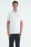 Beyaz Yazı Nakışlı Baskı Detaylı Standart Kalıp Polo Yaka Erkek T-Shirt - 88239