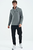 River Gri Melanj Dik Yaka Erkek Polar Sweatshirt - 88310