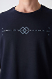 Lacivert Pamuklu Kalın Yumuşak Dokulu Oversize Fit Baskılı Erkek T-Shirt - 88323