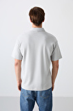 Taş Pamuklu Kalın Yumuşak Dokulu Oversize Fit Basic Polo Yaka Erkek T-Shirt - 88327