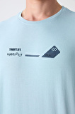 Açık Mavi Pamuklu Kalın Yumuşak Dokulu Oversize Fit Baskılı Erkek T-Shirt - 88330