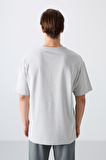 Taş Pamuklu Kalın Yumuşak Dokulu Oversize Fit Baskılı Erkek T-Shirt - 88333