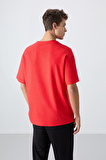 Fiesta Pamuklu Kalın Yüzeyi Dokulu Oversize Fit Baskılı Erkek T-Shirt - 88338