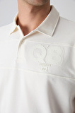 Ekru Pamuklu Kalın Yumuşak Dokulu Oversize Fit Baskılı Polo Yaka Erkek T-Shirt - 88347