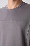 Koyu Gri Pamuklu Kalın Yumuşak Dokulu Oversize Fit Basic Erkek T-Shirt - 88349