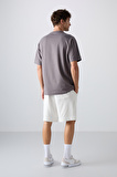 Koyu Gri Pamuklu Kalın Yumuşak Dokulu Oversize Fit Basic Erkek T-Shirt - 88349
