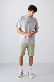 Taş Pamuklu Kalın Yumuşak Dokulu Oversize Fit Baskılı Erkek T-Shirt - 88350