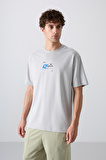 Taş Pamuklu Kalın Yumuşak Dokulu Oversize Fit Baskılı Erkek T-Shirt - 88350