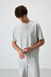 Taş Pamuklu Kalın Yüzeyi Dokulu Oversize Fit  Baskılı Erkek T-Shirt - 88364