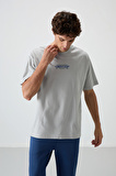 Taş Pamuklu Kalın Yüzeyi Dokulu Oversize Fit  Baskılı Erkek T-Shirt - 88372