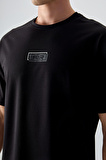 Siyah Pamuklu Kalın Yumuşak Dokulu Oversize Fit Baskılı Erkek T-Shirt - 88376