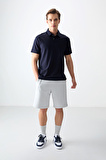 Lacivert Pamuklu Kalın Yumuşak Dokulu Polo Yaka Oversize Fit Basic Erkek T- Shirt - 88381