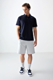 Lacivert Pamuklu Kalın Yumuşak Dokulu Polo Yaka Oversize Fit Basic Erkek T- Shirt - 88381