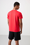 Kırmızı Polyester Nefes Alan Dokulu İnce Esnek Standart Fit Erkek Performans T-Shirt - 88384