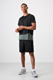 Siyah Polyester Nefes Alan Dokulu İnce Esnek Standart Fit Erkek Performans T-Shirt - 88383