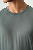 Haki Polyester Nefes Alan Dokulu İnce Esnek Standart Fit Erkek Performans T-Shirt - 88383