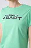 Su Yeşili Polyester Nefes Alan Dokulu İnce Esnek Standart Fit Performans Kadın T-Shirt - 97283