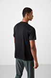 Siyah Polyester Nefes Alan Dokulu İnce Esnek Standart Fit Erkek Performans T-Shirt - 88385