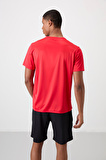 Kırmızı Polyester Nefes Alan Dokulu İnce Esnek Standart Fit Erkek Performans T-Shirt - 88385