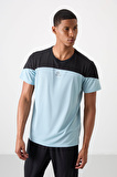 Açık Mavi Polyester Nefes Alan Dokulu İnce Esnek Standart Fit Erkek Performans T-Shirt - 88386
