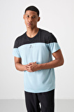 Açık Mavi Polyester Nefes Alan Dokulu İnce Esnek Standart Fit Erkek Performans T-Shirt - 88386