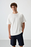 Eku - Lacivert Pamuklu Kalın Yumuşak Dokulu Oversize Fit Basic Erkek Şort Takım - 85249