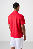 Kırmızı Polyester Nefes Alan Dokulu İnce Esnek Standart Fit Polo Yaka Erkek Performans T-Shirt - 88393