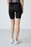 Siyah Polyester Esnek Standart Fit Performans Kadın Biker Tayt - 91012