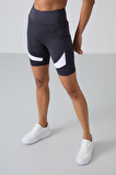 Antrasit Polyester Esnek Standart Fit Performans Kadın Biker Tayt - 91012